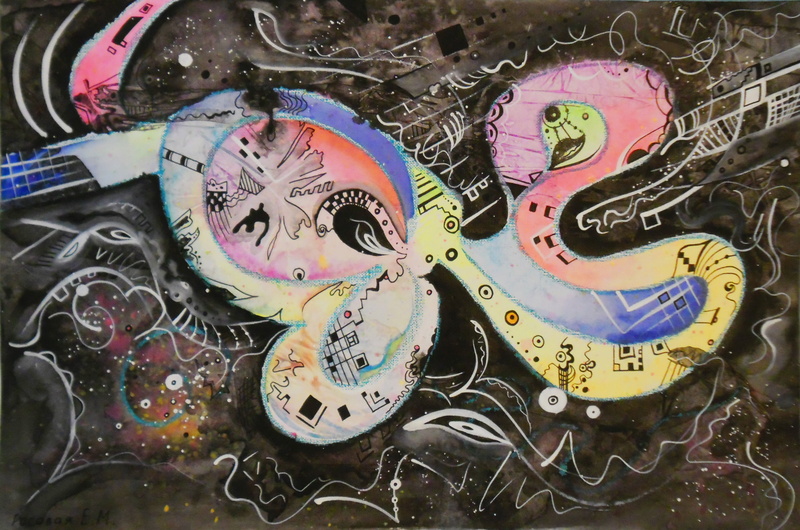 Lena Horn, Figure, butterfly, the colors of the rainbow, 2K, snake, blot