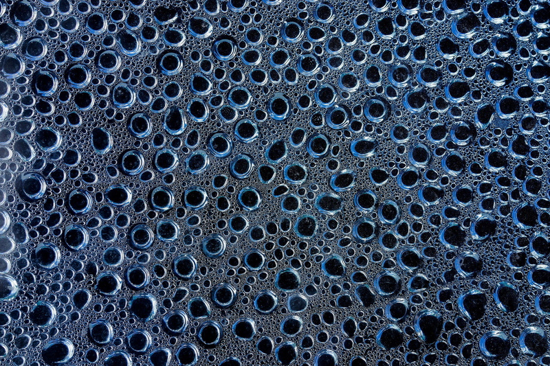 circle, no people, textured, indoors, geometric shape, nature, drop, close-up, pattern, wet, bubble, blue, purity, water, background, full frame, extreme close-up