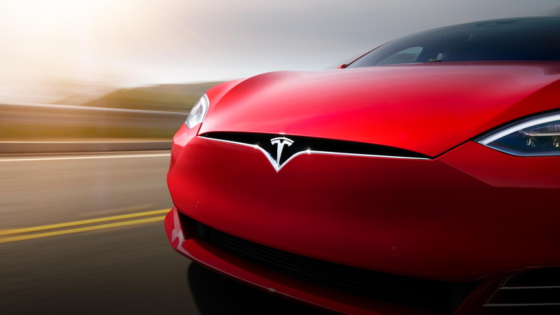 luxury, no people, modern, traffic, speed, blurred motion, street, road, motor vehicle, 2K, land vehicle, personal land vehicle, red, Tesla Model S, car
