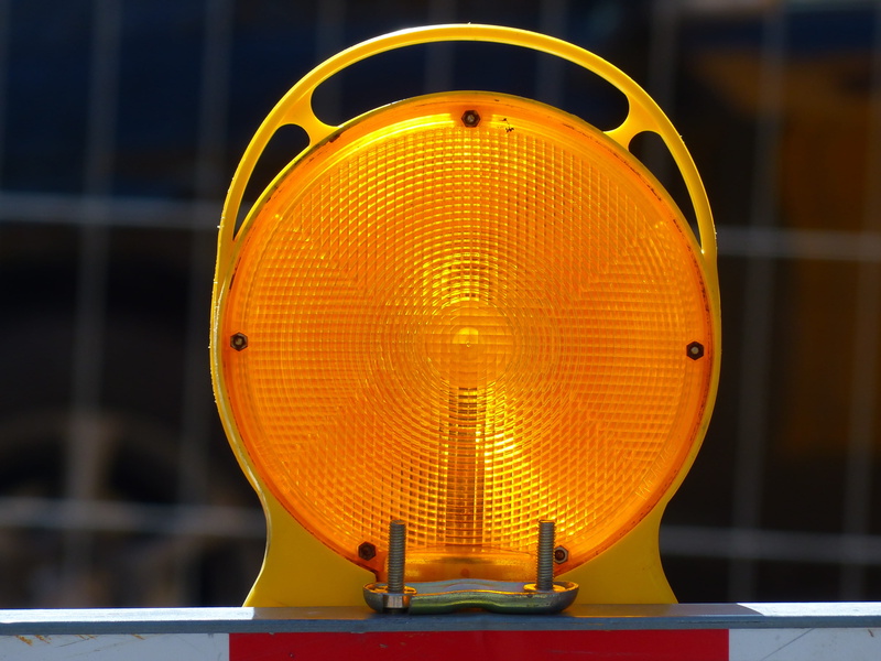 light signal, indoors, shape, orange color, hazardous situation, warning, orange, yellow, light source, reflection, technology, single object, safety, illuminated