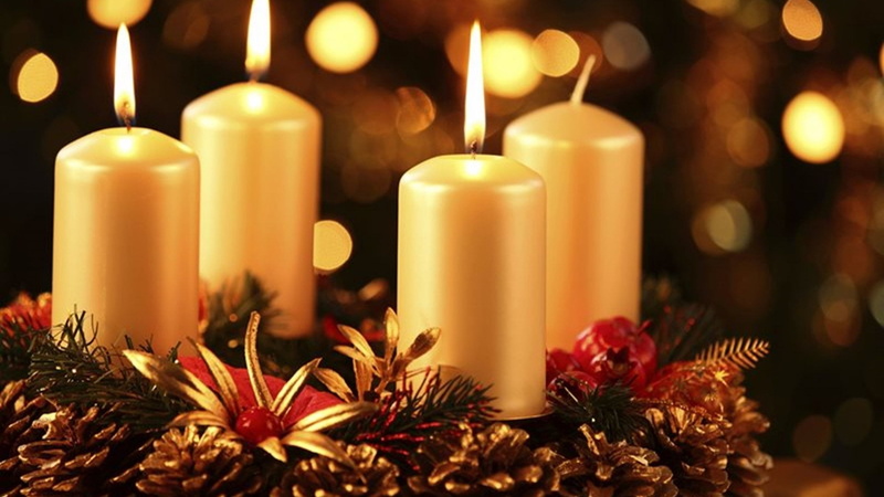nature, fire, christmas, candle, indoors, plant, holiday, decoration, 1080P, holiday - event, candles, christmas ornament, illuminated, religion, fire - natural phenomenon