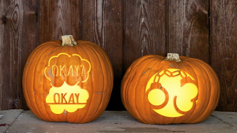 anthropomorphic, food and drink, thanksgiving, halloween, source of illumination, jack o lantern, produce, 1080P, art and craft, text, celebration, wood - material