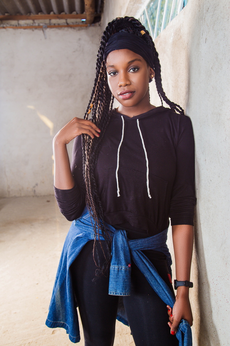 front view, hair, casual clothing, sporty, looking at camera, women, young women, hoodie, 5K, lady, harare, black, teenager, braids, woman, clothing, yoga