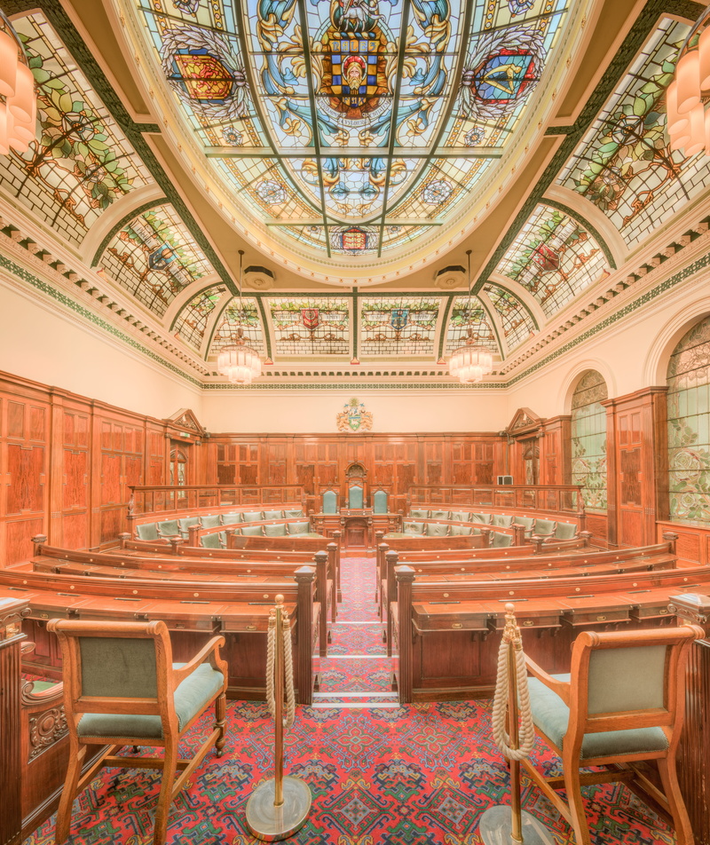 town, 8K, rooms, fresco, interior, halifax town hall, absence, govern, inside, empty, hall, room, seat, travel destinations, built structure, old, halifax