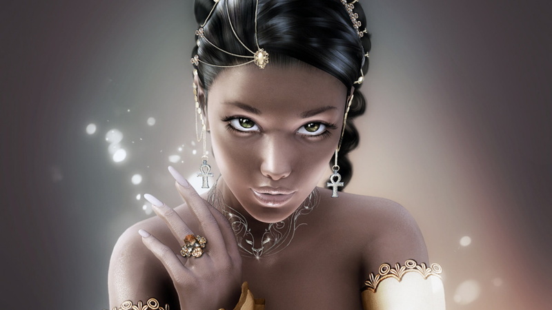 ring, hand, decoration, TIC, nails, earrings, girl, 1080P, green eyes, hair, face, look