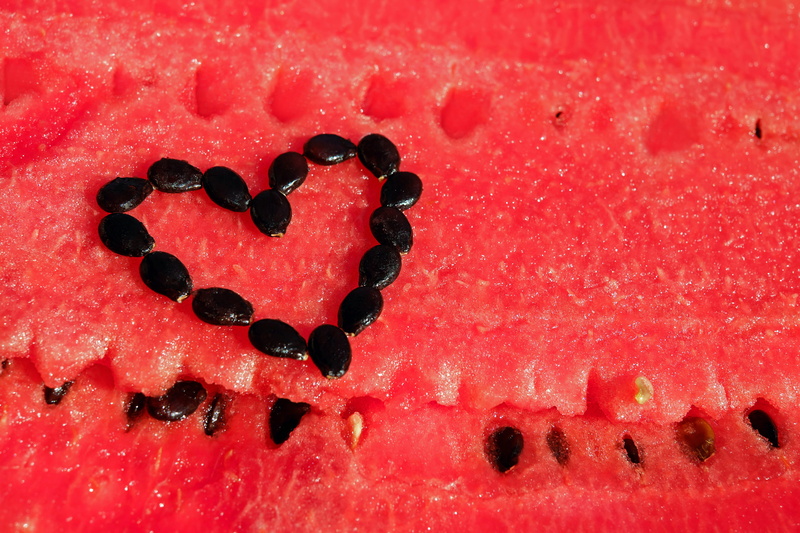 full frame, berry fruit, temptation, romantic, no people, love symbol, red, fruit, heart, luck, water, watermelon, juicy, cores, still life, water melon