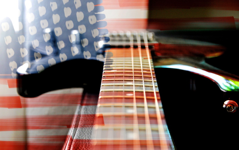still life, rock music, blurred motion, musical instrument, usa, bass guitar, music, close, banner, rock guitar, string instrument, closeup, flag, guitar