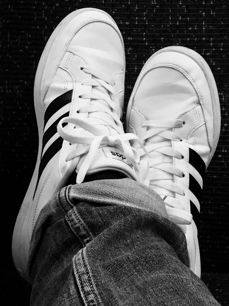 2K, lifestyles, mono, unrecognizable person, human body part, casual clothing, low section, men, leisure activity, black and white, addidas, personal perspective