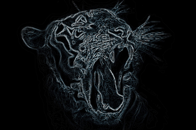 dark, horror, body part, fantasy, studio shot, indoors, pattern, art and craft, art, futuristic, tiger, design, cut out, creativity, artistic, people, representation