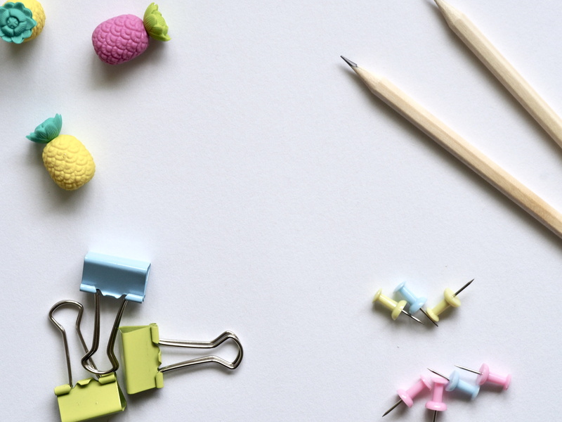 creativity, colorful, brown, pencil, fastener, motley, white, two, large group of objects, still life, choice, directly above, variation, conceptual, writing