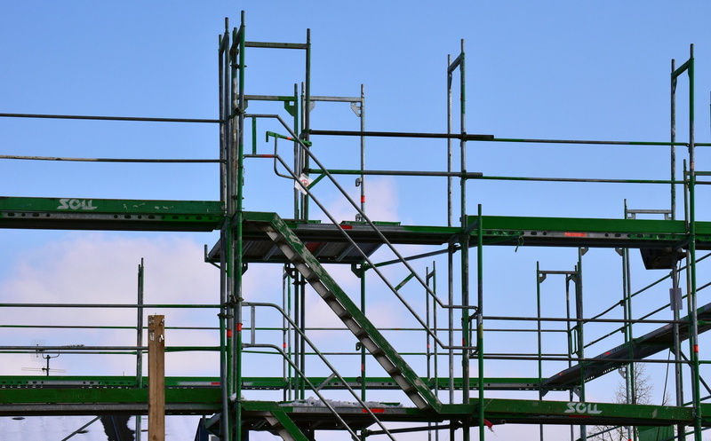 industry, technology, built structure, architecture, metal, scaffold, bridge - man made structure, green color, steel, cable, outdoors, head, housebuilding