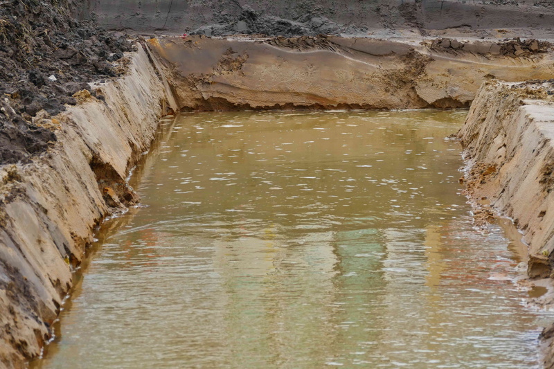 tranquil scene, construction site, day, water, geology, keller, hole, architecture, reflection, nature, build, site, tranquility, housebuilding, physical geography