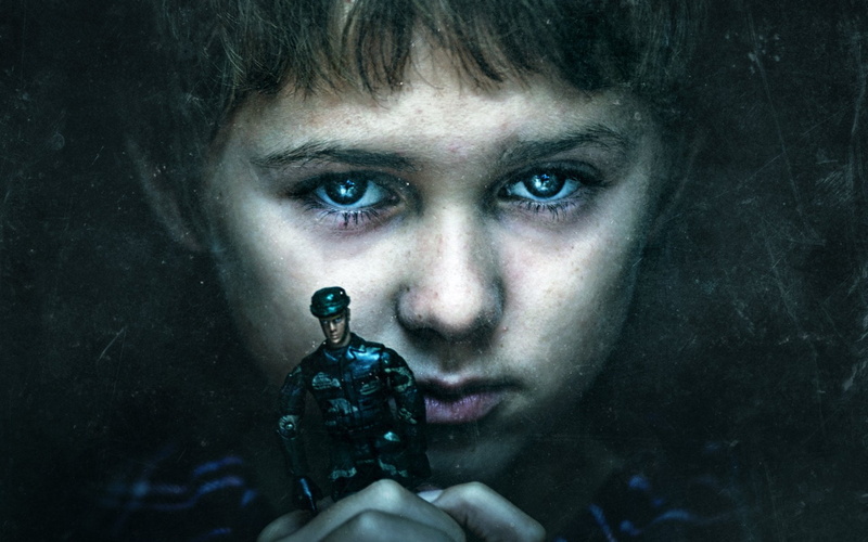 baby, aggression, hollywood, holding, evil, black background, teenager, adult, human face, intent, human body part, blue eyes, Hollywood Movies, horror