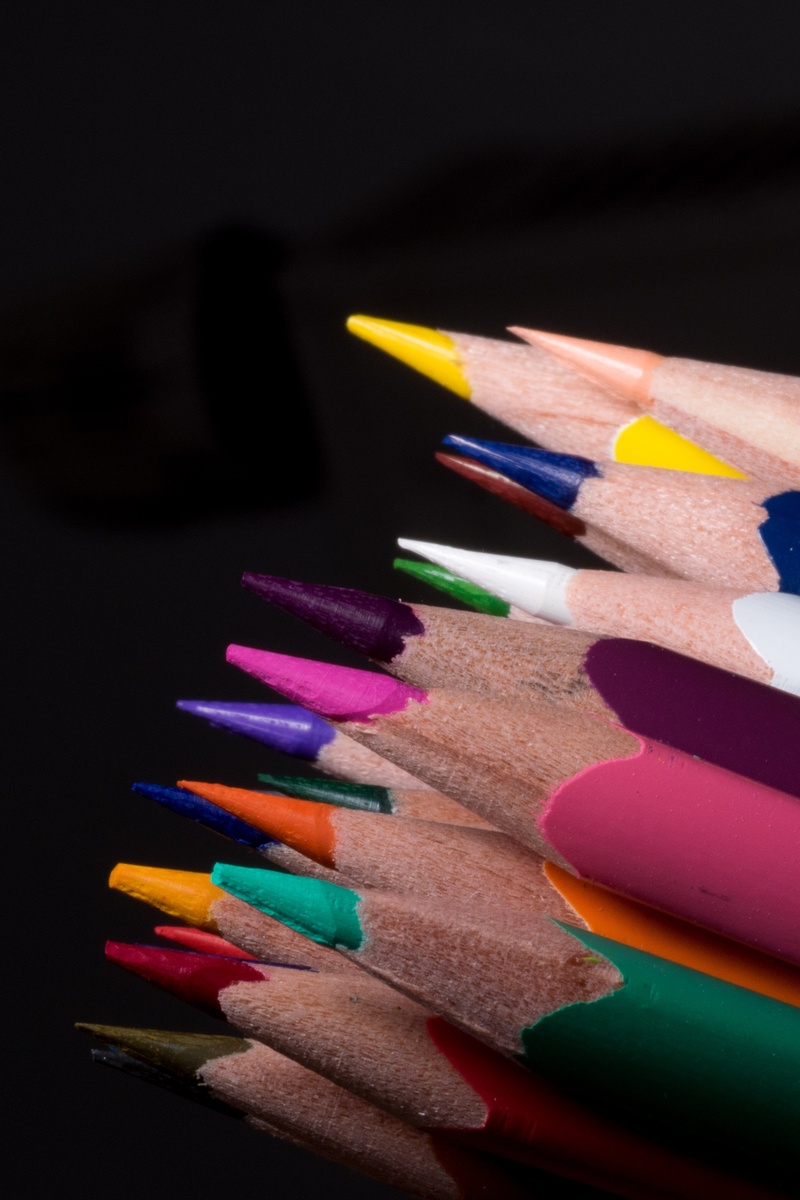 pens, writing instrument, arrangement, pointed, macro, high angle view, pencil, draw, children, colored pencil, writing accessories, paint, color series