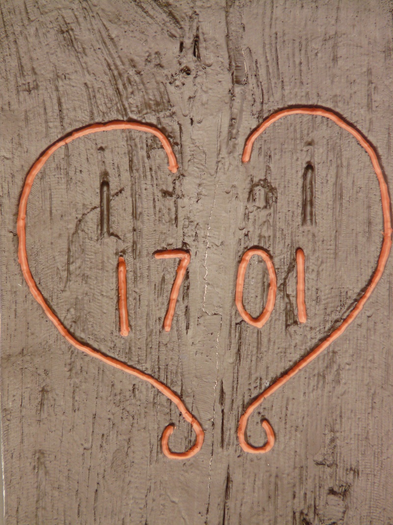 romance, 2K, close-up, communication, indoors, textured, 1701, wall - building feature, day, western script, wood - material, art and craft, no people