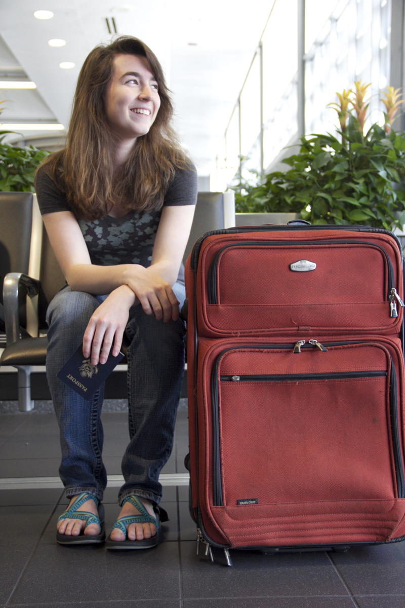 woman, vacation, young, sitting, beside, passport, indoors, Luggage, lifestyles, happiness, young women, suitcase, emotion, leisure activity, waiting, Journey