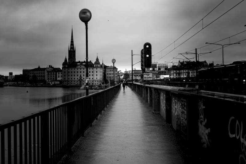 diminishing perspective, river, black white, direction, bridge, cloud - sky, travel, scandinavia, spire, sky, night, no people, travel destinations, sweden