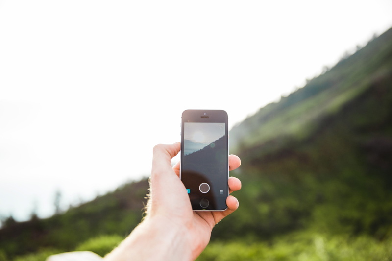 smartphone, focus, one person, activity, vacation, hill, communication, sky, photography, tree, tourism, travel, journey, countryside, sunlight, hand, cellphone