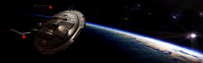 star trek uss enterprise spaceship space multiple display, 4K