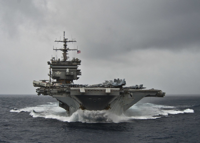 no people, Warships, on the move, nature, water, motion, Aircraft Carrier, USS Enterprise (CVN-65), day, sea, Warship, sky, nautical vessel, transportation