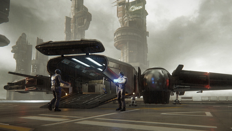 Star Citizen, 2K, loading, rain, Reliant, starship