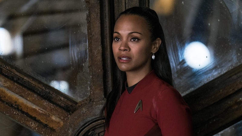 hairstyle, window, lifestyles, architecture, Beyond, women, Saldana, young adult, Uhura, 4K, Trek, Star, looking at camera, black hair, clothing, indoors