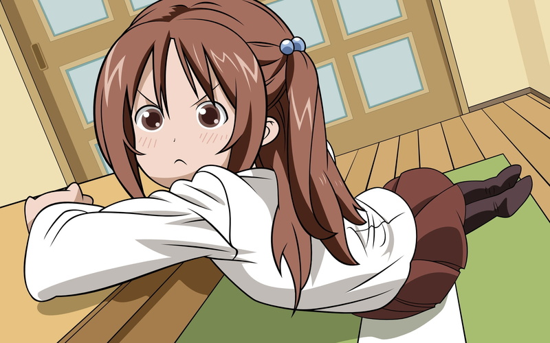 cartoon, brunette, minami-ke, leisure activity, indoors, window, 1080P, one person, architecture, day, real people, art and craft, posture, illustration