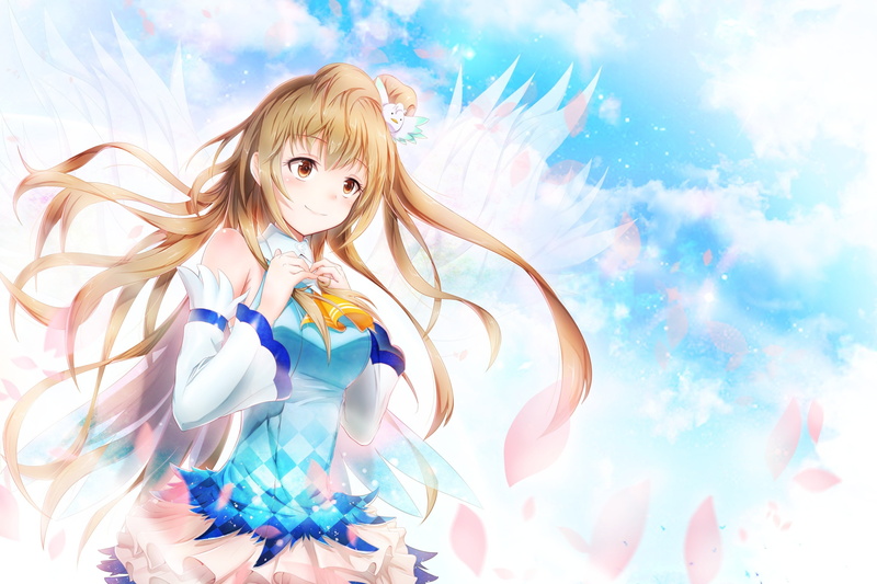 2K, Anime Girls, anime, brunette, Love Live!, Minami Kotori, Long Hair, wings