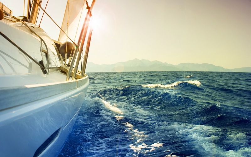 waves, sky, ocean, 2K, ships, sea, landscapes, boats, situation, water, mood, wind, yacht, boat, ship, spray, foam