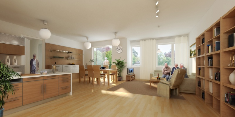 villa, rendering, inside, furniture, adult, design, built structure, home Interior, hardwood floor, day, window, architecture, architectural visualization