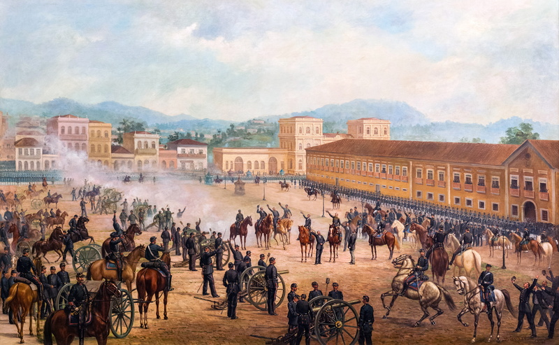 1893, group of people, proclamation, people, 5K, visual Art, horse, architecture, real people, public domain, history, building exterior, republic, Proclamation of the Republic