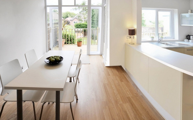 wood - Material, domestic Life, dining, table, furniture, white, kitchen, day, balcony, wide, architecture, absence, kitchen Island, residential Building