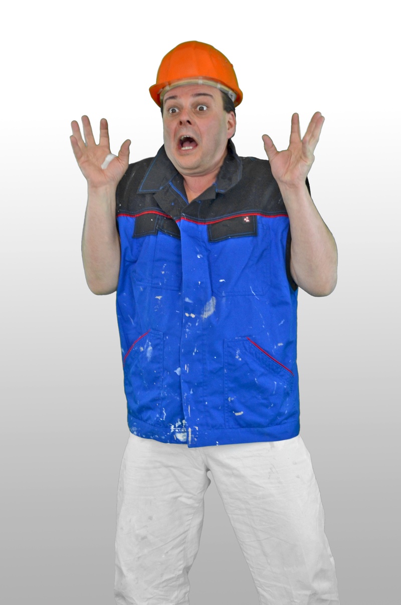survey, demolition, standing, portrait, diy, collapse, construction workers, humor, indoors, one person, human arm, mouth, three quarter length, competence