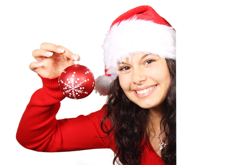 cute, emotion, santa Hat, red, females, hairstyle, white, woman, cheerful, smile, wearing, portrait, studio shot, christmas, female, celebration, girl