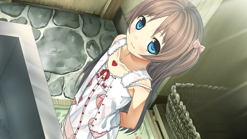 games, 2K, blush, d, eyes, Video Games, hearts, brunettes, cg, art, bows, twintails, game, long, hd, necklaces, hair, novel, blue, video, abstract, visual