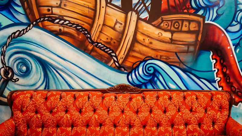 sitting, architecture, pattern, painted, art, painting, red, no people, orange, backgrounds, 5K, full frame, brown, creativity, chesterfield, indoors