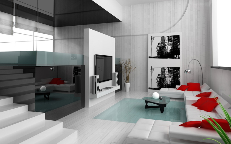 house, design, set, red, 1080P, room, furniture, livingroom, white, living