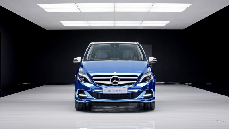 studio shot, 1080P, Mercedes B Class, indoors, land vehicle, reflection, black color, sign, technology, illuminated, blue, single object, transportation