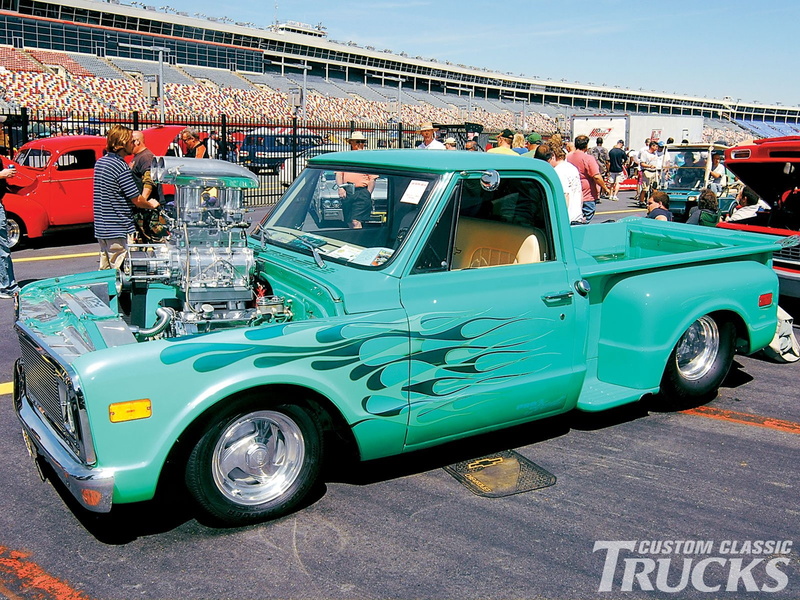 chevrolet, 720P, stepside, engine, short, block, rods, 1968, hot, bed, 454, pickup, rod, big, classic, blower