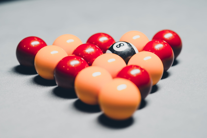 yollow, indoors, table, 5K, shape, number, leisure activity, relaxation, billiard room, black, sport, balls, pool - cue sport, sweets, no people, close-up