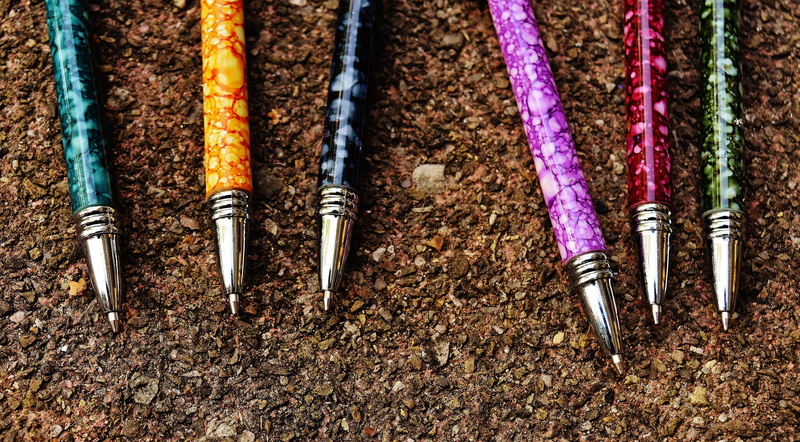 office, choice, pen, colorful, color, close-up, metal, variation, 5K, coolie, studio shot, high angle view, still life, multi colored, silver colored