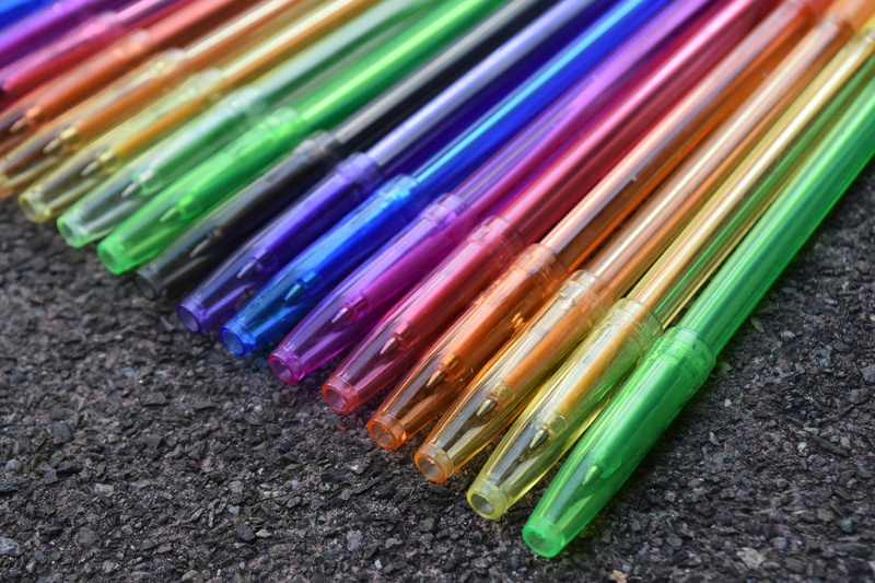 pencil, purple, coolie, variation, writing implement, craft, writing instrument, notes, leave, creativity, choice, green color, high angle view, art and craft