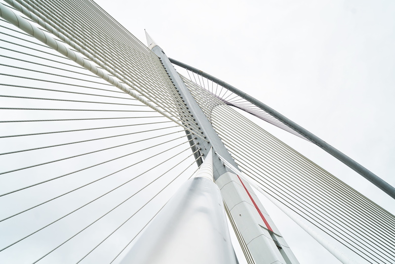 rope, connection, steel, two, bridge - man made structure, city, no people, skyscraper, clouds, architecture, nature, daniel, environmental, beautiful