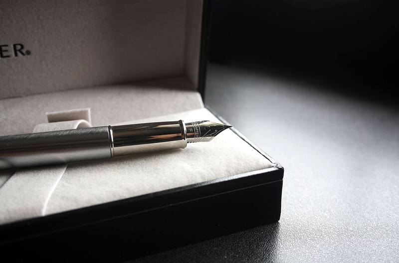 office supply, nib, 2K, close-up, box, write, pen, indoors, business, writing, luxury, note pad, table, wireless technology, ink, still life, office, leather