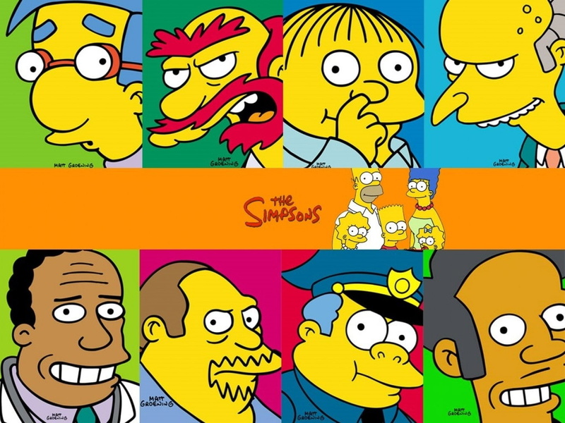 720P, Milhouse Van Houten, Montgomery Burns, Apu Nahasapeemapetilon, The Simpsons, Julius Hibbert, Willie (The Simpsons), Ralph Wiggum