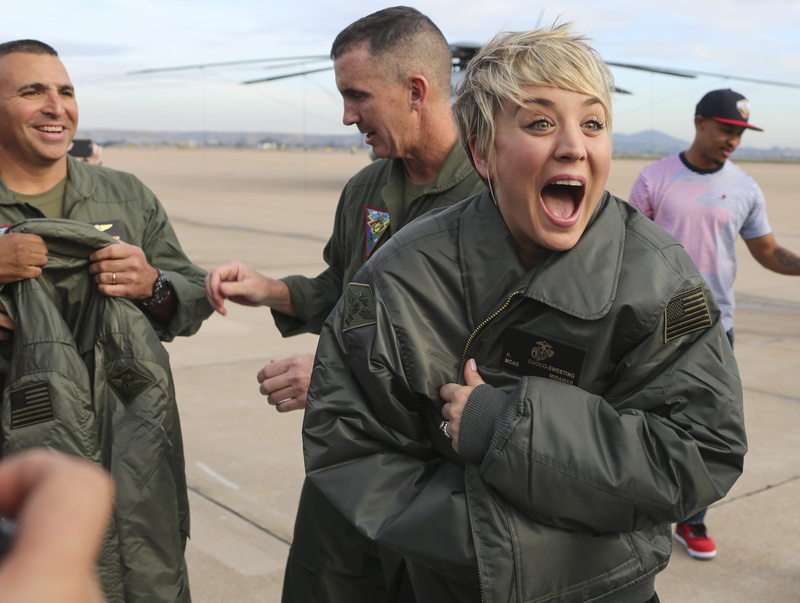 friendship, group of people, black, incidental people, men, mouth open, day, outdoors, clothing, emotion, kaley cuoco, the big bang theory, smiling, lifestyles