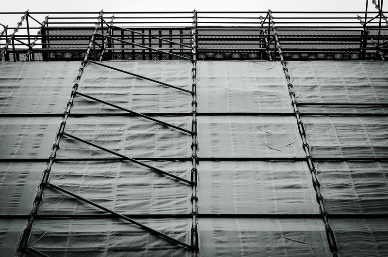 construction industry, industry, development, construction site, full frame, backgrounds, incomplete, renovation, day, sky, scaffolding, low angle view