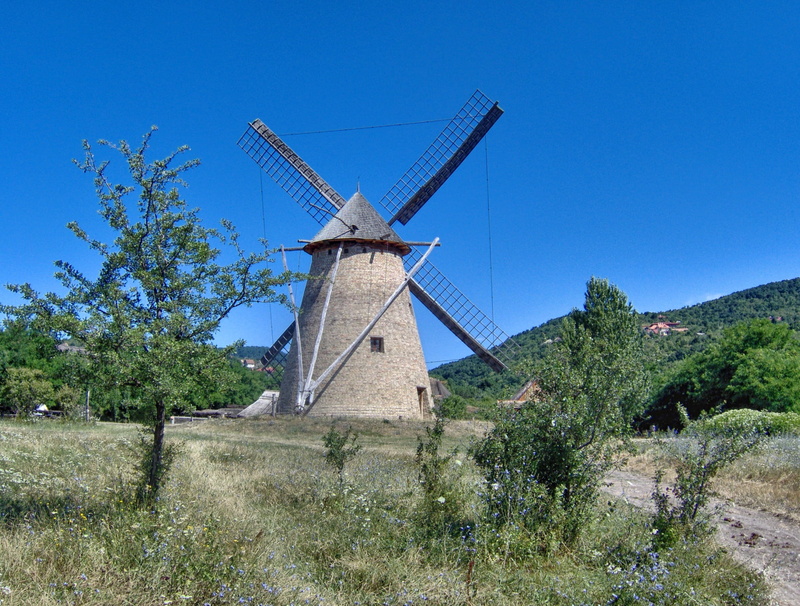 Scenic, country, fuel and power generation, plant, outdoors, spring, Hungary, outside, environment, countryside, rural scene, blue, summer, windmill, sky