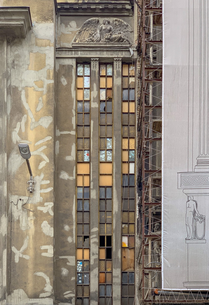 window, city, creativity, the past, building, wall - building feature, art and craft, vertical, residential district, representation, architecture, renovation