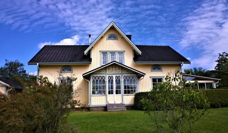 suburb, grass, lawn, beautiful house, storey, villa, luxury, beige, tree, beautifully, picturesquely, housing development, building exterior, outdoors